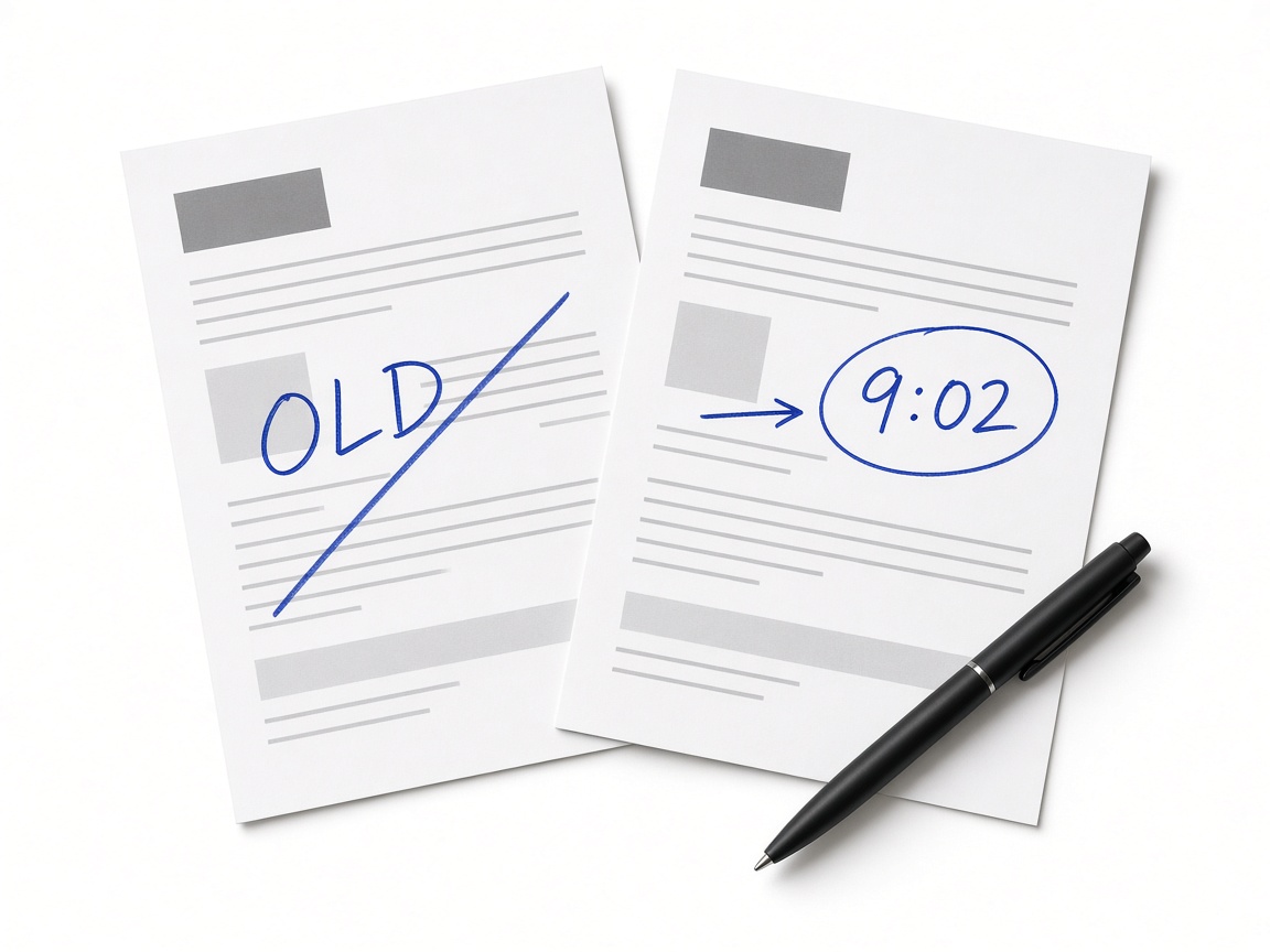 Two printed policy sheets, the older one crossed out in pencil.